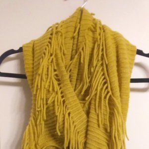 Bright Yellow 70s Style Fringe Scarf